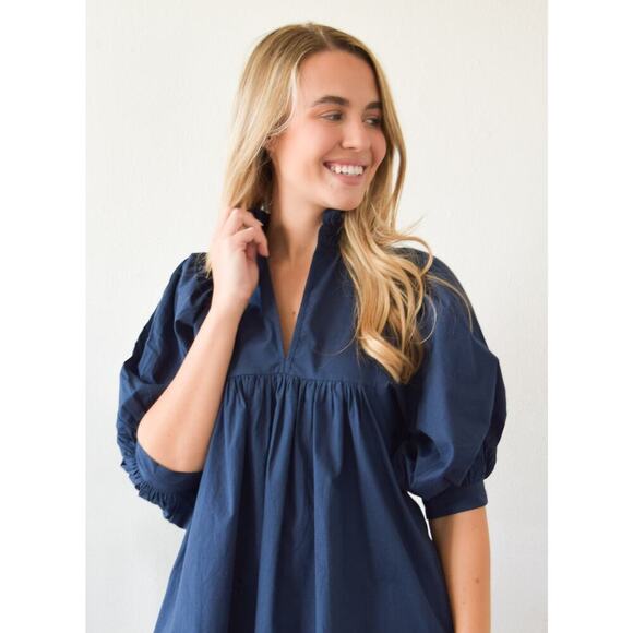 Never A Wallflower High Neck Ruffle Cotton V-Neck Blouse Sz XS - Picture 3 of 6